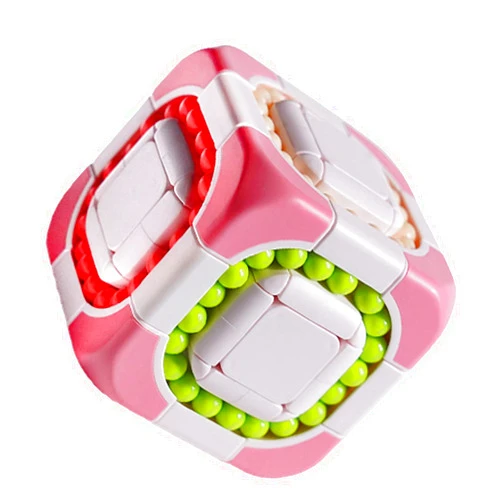 ZY-Wisdom Magic Cube 3x3 Rotating 2 in 1 Magic Bean Cube Children'S Educational Puzzle Decompression Shaped Magic Cube Fingertips Creative Toys (Pink)