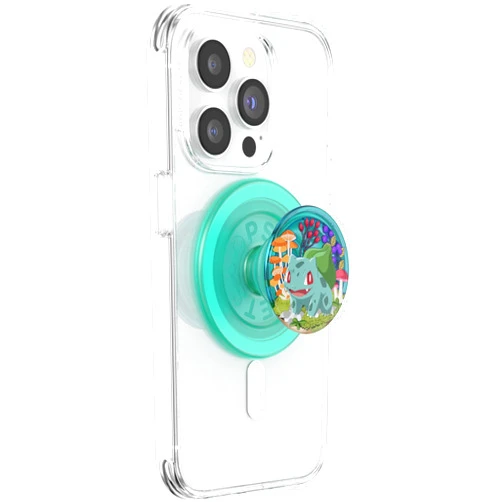 PopSockets Phone Grip Compatible with MagSafe, Adapter Ring for MagSafe Included, Phone Holder, Wireless Charging Compatible, Pokemon - Bulbasaur Mint