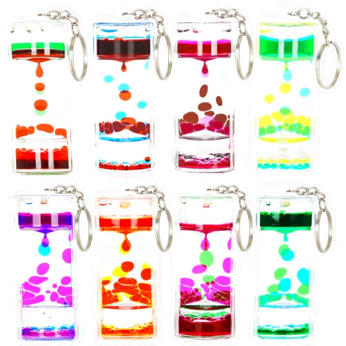 OCTTN Dynamic Liquid Timers Key Chain Set, Colorful Motion Bubbler Timekeeper Key Chain, Liquid Hourglass Keychains