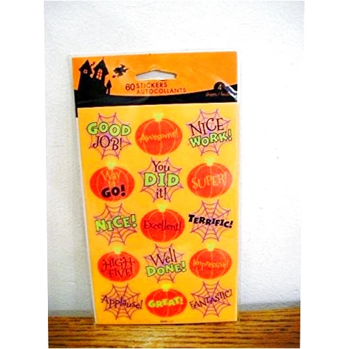American Greetings Stickety Doo Da Halloween Reward Stickers - 60 Stickers Messages on Pumpkins Spider Web