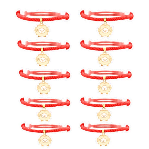 TUTTI JOYERÍA ARTESANAL Tutti Jewelry - Abundance Sheep Adjustable Bracelet- Sheep Charm Bracelet - Red Rope Lucky Bracelet - New Years eve gift symbol of good fortune (10 Bracelets)