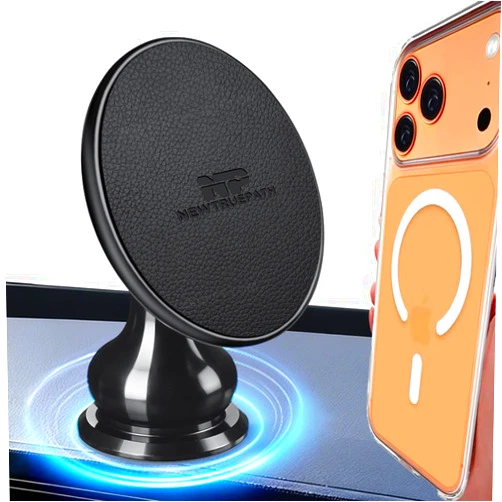 New True Path Ultra-Strong Magnetic Phone Holder for Car Dashboard MagSafe 360° Rotation Aluminum Alloy Metal Car Mount Compatible with iPhone 17 Pro Max/16 Smart Phone iPad Tablets Accessories(Black