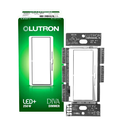 Lutron Diva LED+ Dimmer Switch for Dimmable LED, Halogen and Incandescent Bulbs, 250W/Single-Pole or 3-Way, DVCL-253P-WH, White