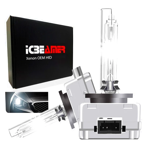 ICBEAMER D3C/D3R/D3S HID Headlight Bulb for Low Beam High Beam 35W 6000K Diamond White Xenon Replacement Bulbs IP68 Waterproof, Pack of 2