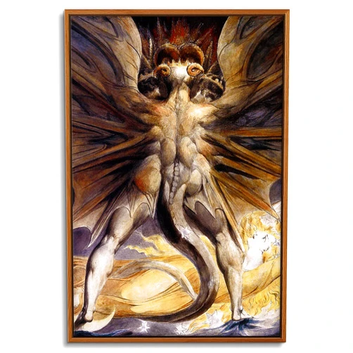 Artprints1stop Floating Frame Canvas Print Wall Art - The Great Red Dragon and The Woman Clothed with The Sun by William Blake - 16x24 inches