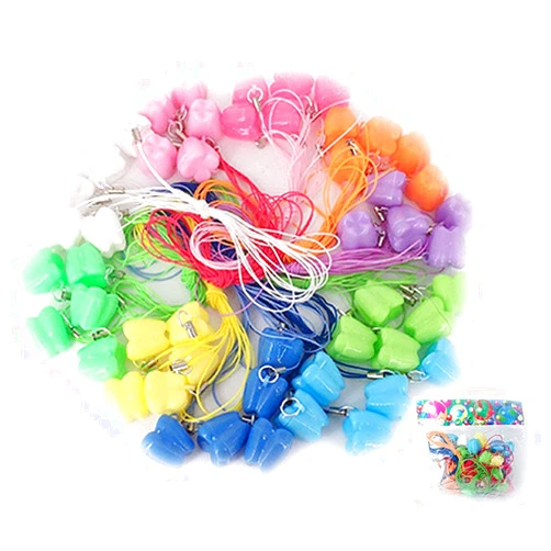 2Krmstr Tooth Saver Necklaces, Plastic Teeth Storage Box with String, Tooth Shape Milk Teeth Box Childrens Souvenir, 50 Pcs