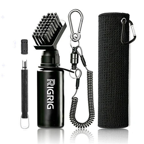 Rigrig Golf Club Cleaner Brush Sets with Golf Groove Sharpener Tool and Golf Towel, Golf Club Brush and Ball Cleaner with 4oz Water Bottle and Magnetic Clip, Golf Accessories Cleaner kits for Golf Lovers