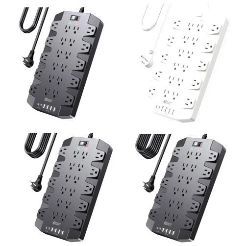 SUPERDANNY 6.5ft/10fit/15ft Black Power Strip + 6.5ft White Power Strip