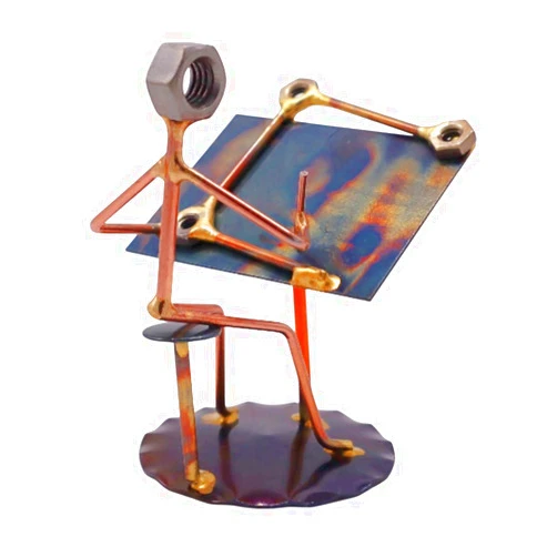 Rock Creek Metal Craft Draftsman Collectible Handmade Metal Art Figurine, Desk Accessories, Trophy, Boss Gift, Office Décor, Business Professional
