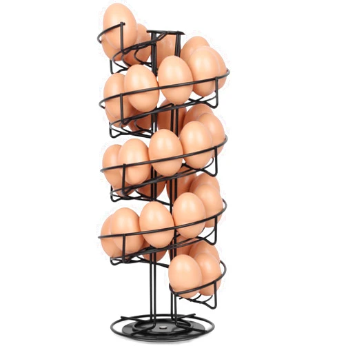 HAKSEN Spiral Egg Holder Countertop, Metal Egg Skelter Dispenser, Egg Holder Countertop,Egg Storage Spiral Design Egg Skelter for Kitchen Black