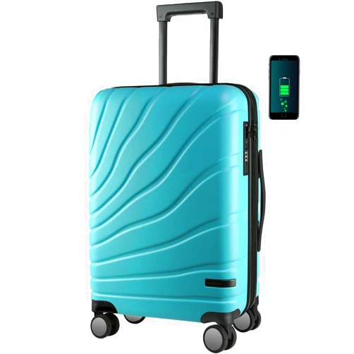 VANKEAN Carry On Luggage with Spinner Wheels & TSA Lock, Expandable Fashionable Hard Shell Suitcase airline approved，20 Inch Carry-On，Lake Blue