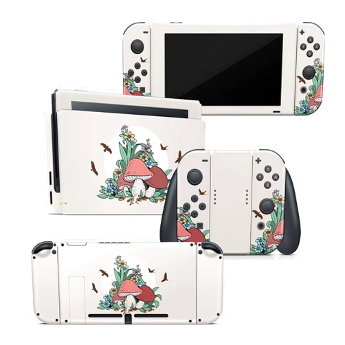 Tacky Design Mushroom Skin Compatible with Nintendo Switch Skin Wrap Cover, Kawaii Beige Skin for Nintendo Switch Stickers, Premium Vinyl 3M Full Wrap Decal, Compatible with Joy-Con, Console, Dock.
