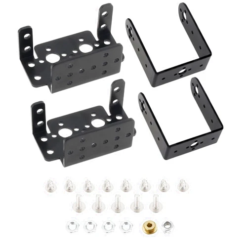DiGiYes 2 Sets Pan Tilt Servo Mount Bracket Aluminum Alloy for MG995 MG996R S3003 / U-Shaped L-Shaped Steering Gear Robot Car Boat
