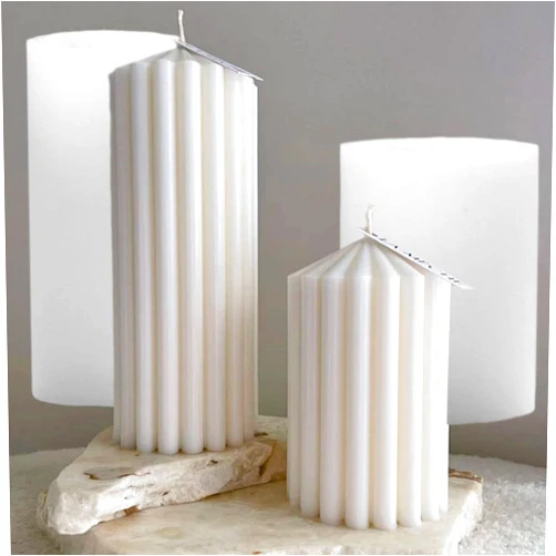 TOPYS 3D Thick Tooth Cylindrical Candle Mould, Spire Gear Cylindrical Silicone Molds for Crafts Aromatherapy Candle Plaster Resin Handmade Soap Making(Set)