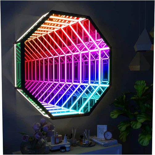 Starlips Mirror Tunnel Light LED Infinity Mirror Light with Remote Control 3D Octagon Infinity Wall Mirror Multi Color Changing Light (12in/30cm)…
