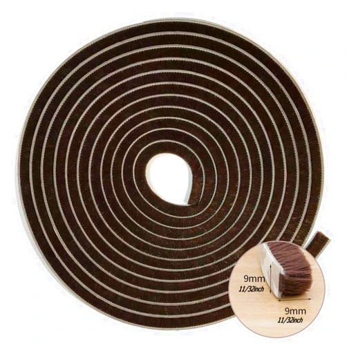 Zhilokdor Weather Stripping Brush for Sliding Windows/Doors Frame Side,Pile Self Adhesive Weatherstrip Seal Strip Sealer Draft Stoppers (16.5ft x11/32 x 11/32 Brush inch, Brown)