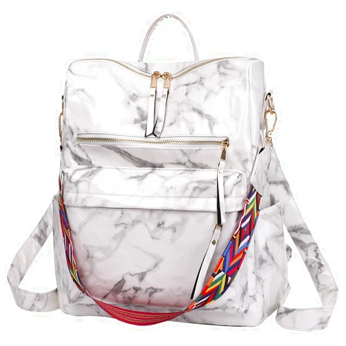 IBLUE Fashion Backpack Purse for Women Convertible Travel Shoulder Bag PU Leather Satchel Handbags,#B31(White)