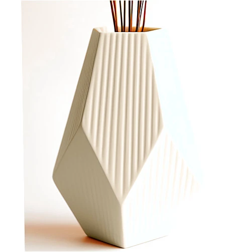 Generic Cream Ceramic Vase for Home Decor for Flowers Geometric for Living Room Bedroom Shelf