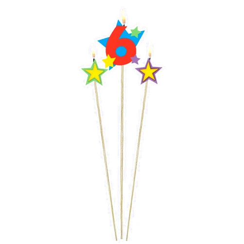 Amscan Vibrant Multi-colored #6 Wax Decorative Pick Candles - 5