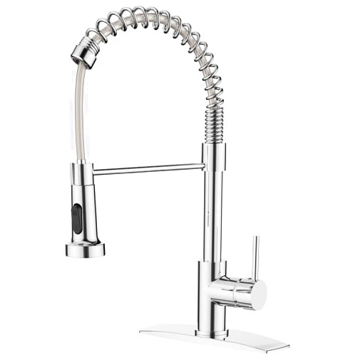 FORIOUS Kitchen Faucet with Pull Down Sprayer, Chrome Commercial Single Handle Stainless Steel Sink Faucets 1 or 3 Hole for Kitchen Sink Farmhouse Rv Laundry Room