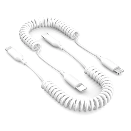 Kassdin USB Type C to Lightning Cable 6FT 2Pack, [Apple MFi Certified] Coiled iPhone Charger Fast Charging for Car, Short USB C iPhone Cord Compatible for iPhone 14 13 12 11 Pro Max XS XR X 8 7 CarPlay, White