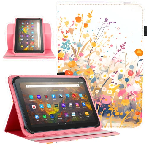 Pudazvi Universal 10 10.1 Inch Android Tablet Case,360 Degree Rotatable Kickstand Multiple Viewing Stand Case Cover for 9.6