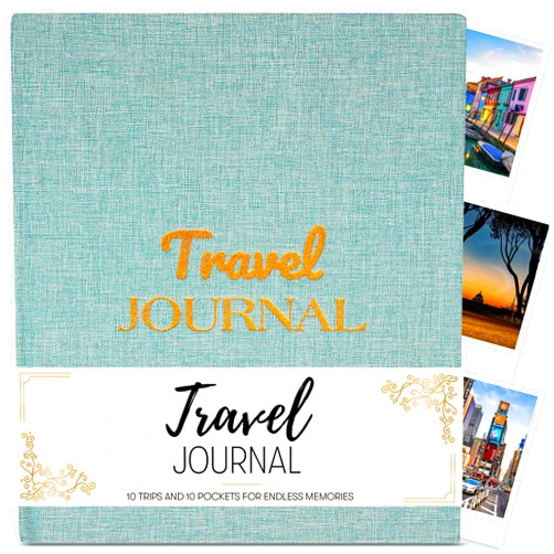 Cosmo JR Travel Journal and Travelers Notebook to Record Trips & Memories. Travel Journal for Women, Men. Travel Gifts for Adventurous Souls with 10 Keepsake Pockets. Size 9.70 x 8.0 in