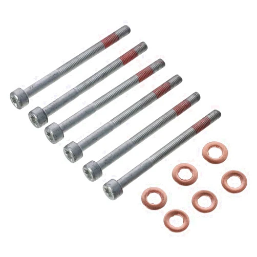 BYOBYO 6 Sets Lower Fuel Injector Nozzle Seal Copper & Bolt Kit, Metal Washer Kit Car Accessories A0009902907 Replacement Fit for Mercedes-Benz Sprinter 2500, for Dodge Diesel 6Cyl
