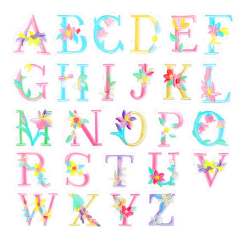 FdcLixuvol Iron on Letter Patches, 52 Pieces A-Z Iron on Letters for Fabric Sew on Flower Embroidery Alphabet Patches Iron on Embroidered Letter Patches or Clothing Shirts Jackets Hats Jeans Backpacks DIY Crafts