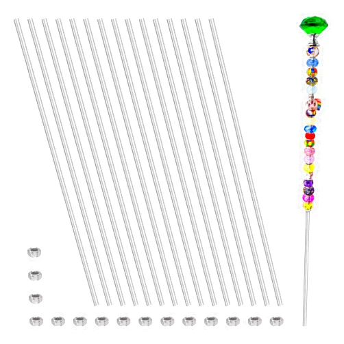 BLELEYLL 15 Pack 8/32 Threaded Rod with Hex Nuts 15 Pcs M4 Stainless Steel Threads Studs Rods 15 Pcs M4 Stainless Steel Fully Threaded Hex Nuts for Beaded Garden Stake Rods (12 Inch)