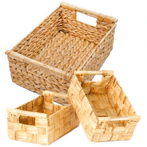 VATIMA Hyacinth Small Wicker Basket - Bathroom Organizer, Wooden Handle, Decorative Storage