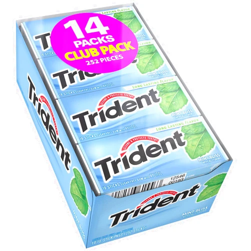 Trident Mint Bliss Sugar Free Gum - 14x18 Sticks
