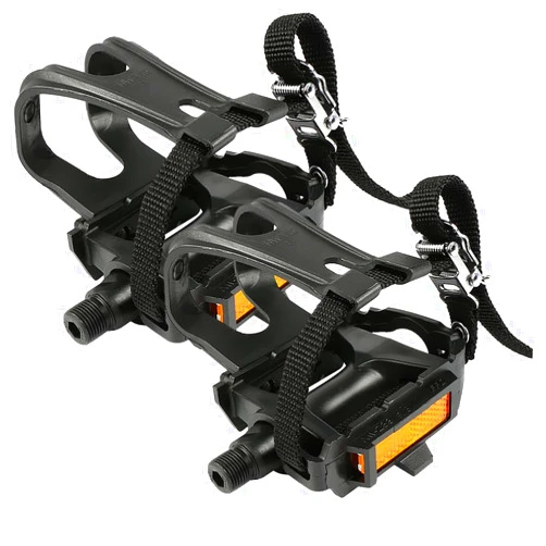 Cdofa Bike Pedals with Toe Cages and Straps for Indoor Outdoor Cycling 9/16 Inch Bicycle Pedals for MTB Mounatin Stationary Bike