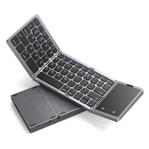seenda Foldable Bluetooth Keyboard for Travel, Tri-Folding Wireless Portable Keyboard with Touchpad, Rechargeable Multi-Device Small Keyboard, for Laptop Tablet PC Smartphone Windows iOS Android