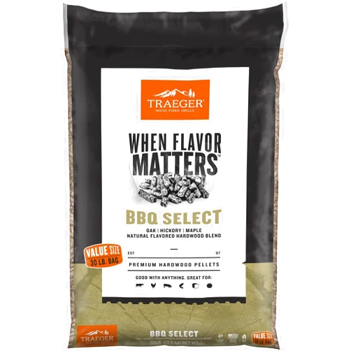 Traeger Grills BBQ Select 100% All-Natural Wood Pellets for Smokers and Pellet Grills, BBQ, Bake, Roast, and Grill, 30 lb. Bag