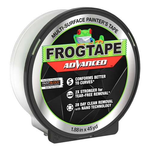 FrogTape Advanced Painters Tape, 2 Inch Wide (1.88-Inch x 45-Yard) Multi-Surface Tape with PAINTBLOCK, Conforms Around Curves & Contours, Tear-Free Removability, 1 Roll, Green