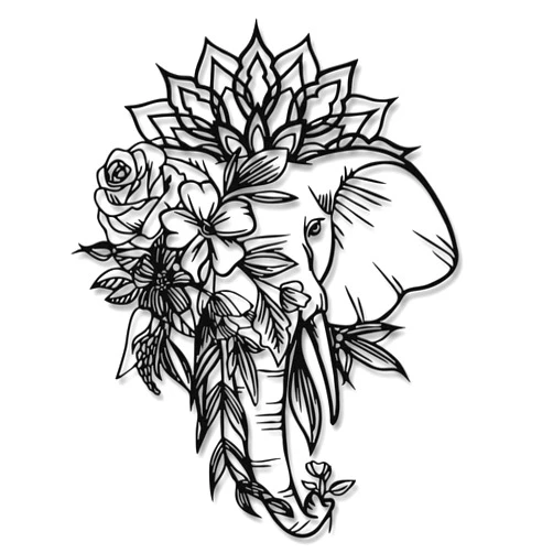 Rajukit Elephant with Lotus Metal Wall Art–Intricate Elephant Wall Decor–Indian-Inspired Hindu Decor for Living Room or Gifts