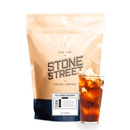 Stone Street Cold Brew Coffee, Low Acid, 100% Arabica, Gourmet Coffee - Strong & Smooth Blend, Coarse Ground, Dark Roast, Colombian Single Origin, 1 LB