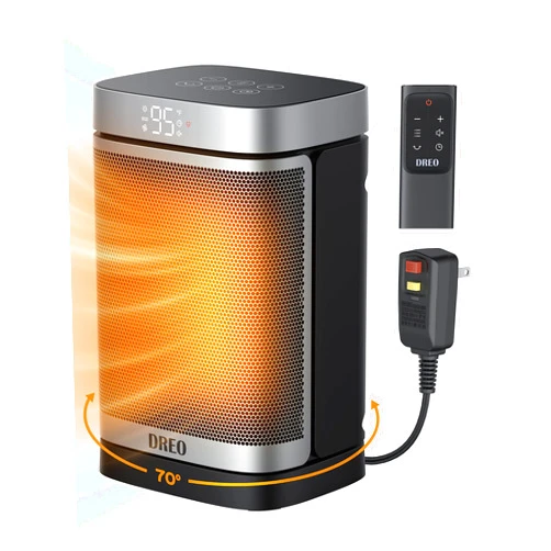 Dreo Space Heater for Bathroom and Indoor, Portable Heater, 1500W Safe and Quiet PTC Ceramic Heater, 40-95°F Digital Thermostat, 70°Oscillating, Remote, ALCI Safety Plug, 12h Timer, 5 Modes
