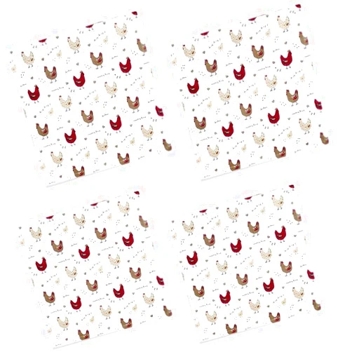 Cackleberry Home Farmhouse Chicken Cotton Fabric Napkins 18 Inches Square, Set of 4