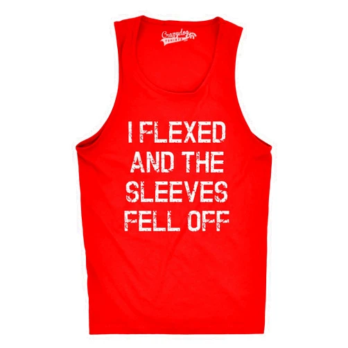 Crazy Dog T-Shirts Crazy Dog Mens I Flexed and The Sleeves Fell Off Tank Top Funny Gym Workout Tee