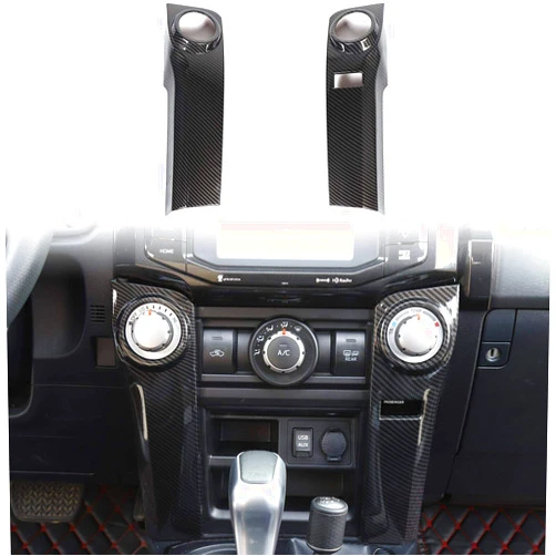 Voodonala for 4Runner ASB Carbon Fiber Air Conditioner Center Console HVAC Climate Adjustment Control Panel Trim Cover for 2010-2024+ Toyota 4Runner Interior Accessories, 2pcs