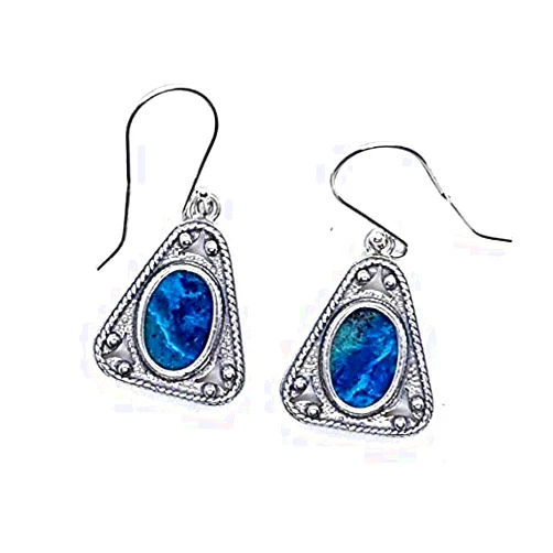 Handmade Silver Eilat Stone Earrings,Dangle Eilat stone Earrings,Eilat Stone Jewelry