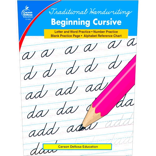 Carson Dellosa Education Carson Dellosa Beginning Cursive Handwriting Workbook for Kids Ages 7+, Letters, Numbers, and Sight Words Handwriting Practice, Grades 2-5 Cursive Handwriting Workbook, (Traditional Handwriting)