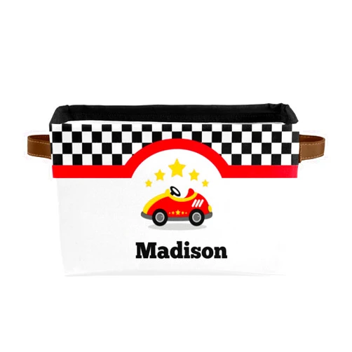 Deven Race Car Personalized Large Storage Baskets for Organizing Shelves with Handle,Closet Decorative Storage Bins for Toy, Bathroom,Nursery,Home 2 Pack