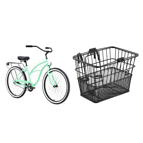 sixthreezero Around The Block Women's Beach Cruiser Bike Bundle with Retrospec Apollo Detachable Front Bike Basket