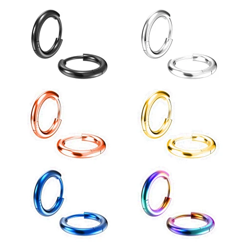 Osayia 316L Surgical Stainless Steel Small Hoop Earrings 8mm 10mm 12mm 14mm Hypoallergenic Huggie Hoop Earrings Helix Lobes Hinged Sleeper Earrings Cartilage Piercings