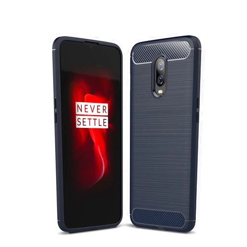 CruzerLite Case Compatible with Cellphone Oneplus 6T Case, Carbon Fiber Shock Absorption Slim Case Compatible with Cellphone Oneplus 6T (Blue)