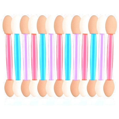 MORGLES Eyeshadow Applicators,MORGLES 50Pcs Disposable Eyeshadow Brushes Dual Sides Eye Shadow Sponge Applicators (Pink,Purple,Blue)
