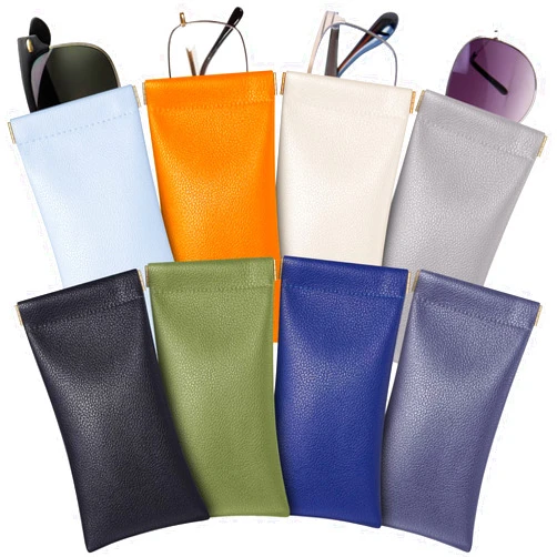 Xuhal 8 Pcs Leather Glasses Case Sunglasses Pouch Eyeglass Case Soft Squeeze Top Portable Travel Glasses Sleeve for Women Men